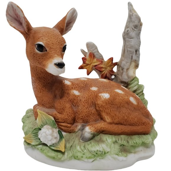 Vintage 80s Home Interiors Deer Fawn Animal Figurine Homco # 8879 - Picture 1 of 7